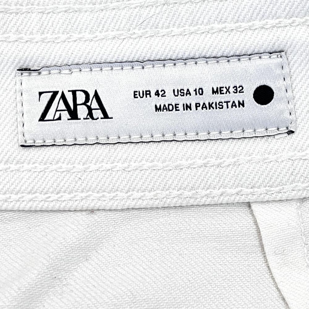 Zara high-waisted wide-leg jeans in white with a raw hem women’s size 10 - Picture 5 of 5